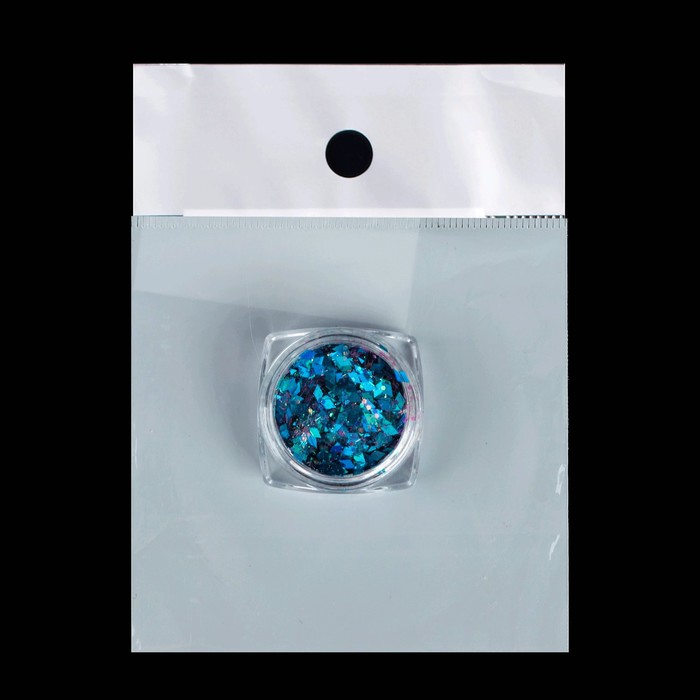 Кусочки битого стекла для декора ногтей, 3гр, цвет голубой