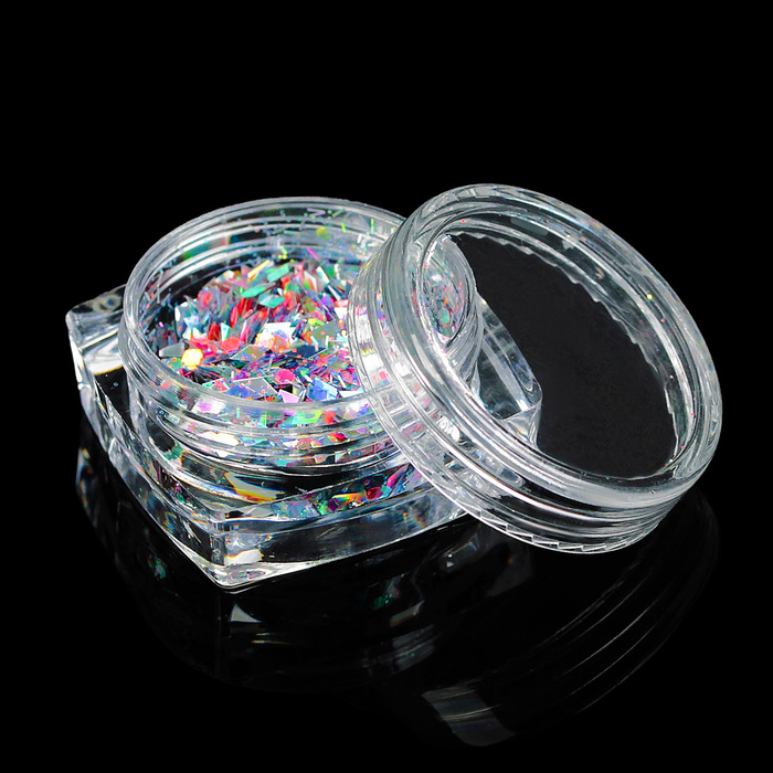 Кусочки битого стекла для декора ногтей, 3гр, цвет серебристый