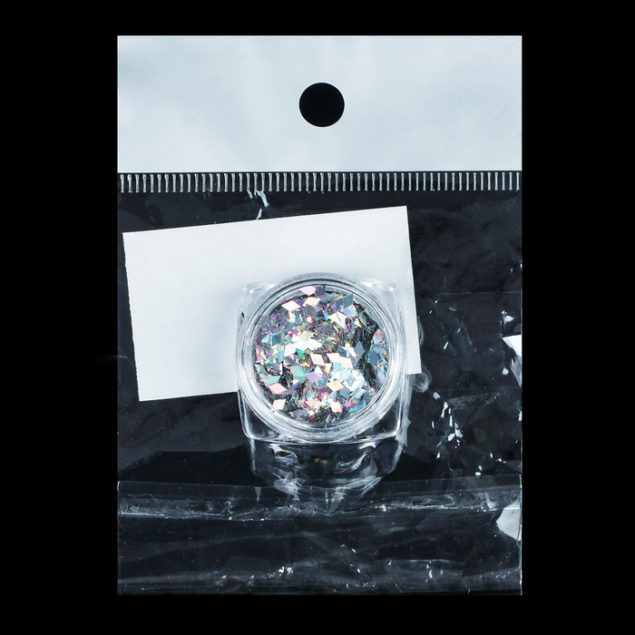 Кусочки битого стекла для декора ногтей, 3гр, цвет серебристый