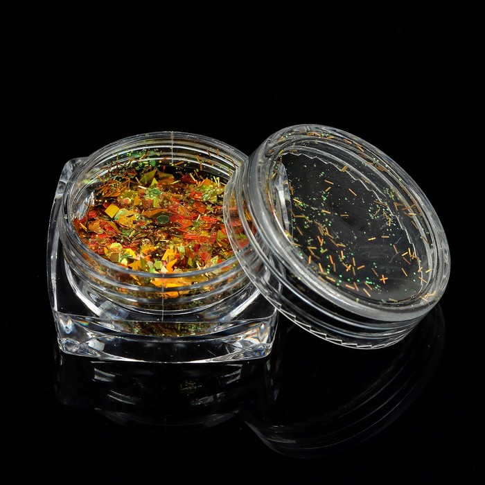 Кусочки битого стекла для декора ногтей, 3гр, цвет золотой