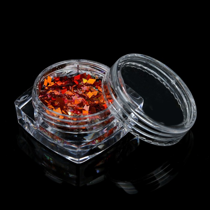 Кусочки битого стекла для декора ногтей, 3гр, цвет оранжевый