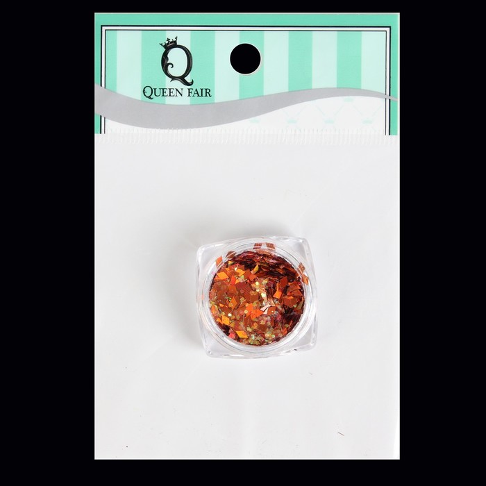 Кусочки битого стекла для декора ногтей, 3гр, цвет оранжевый