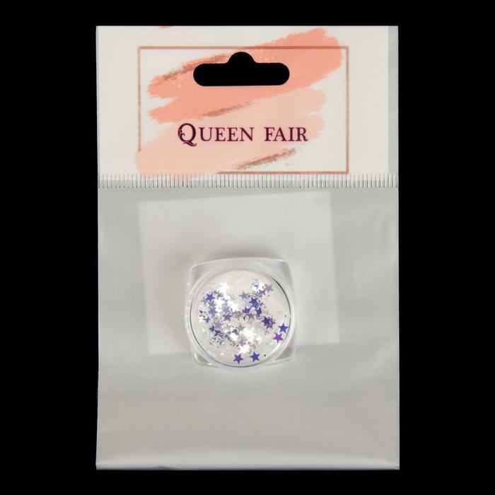 Пайетки "Звёзды" для декора ногтей, 3гр, цвет прозрачный