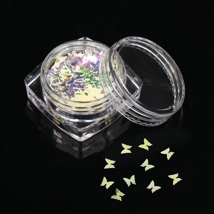 Пайетки "Бабочки" для декора ногтей, 3гр, цвет прозрачный