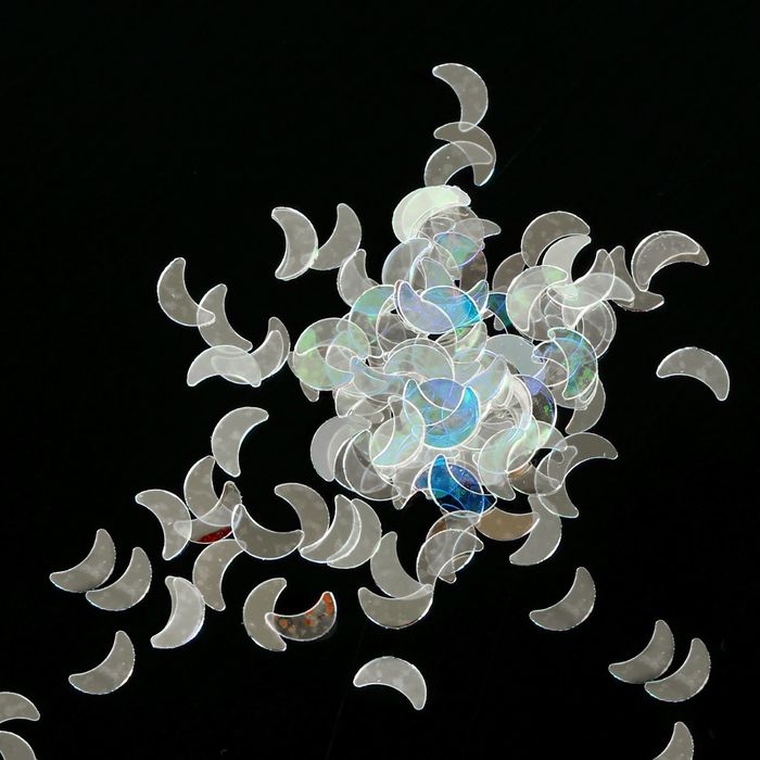 Пайетки "Месяц" для декора ногтей, 3гр, цвет прозрачный