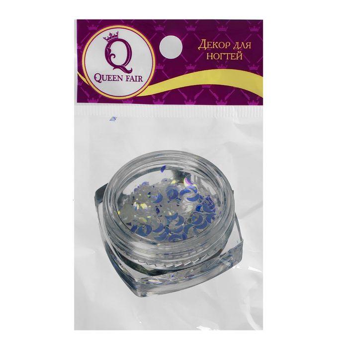 Пайетки "Месяц" для декора ногтей, 3гр, цвет прозрачный