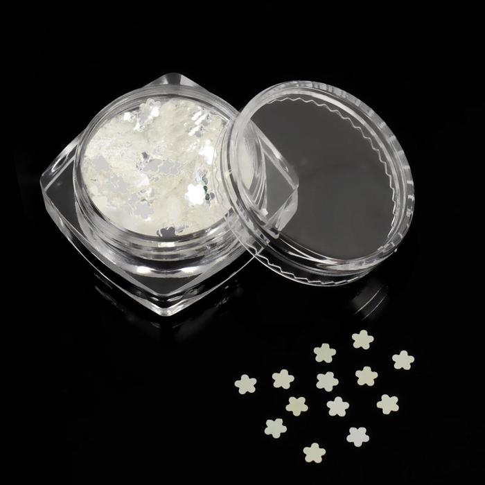 Пайетки "Цветочки" для декора ногтей, 3гр, цвет прозрачный