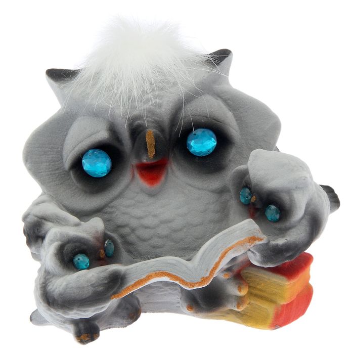 Копилка "Сова с совятами" флок, серый