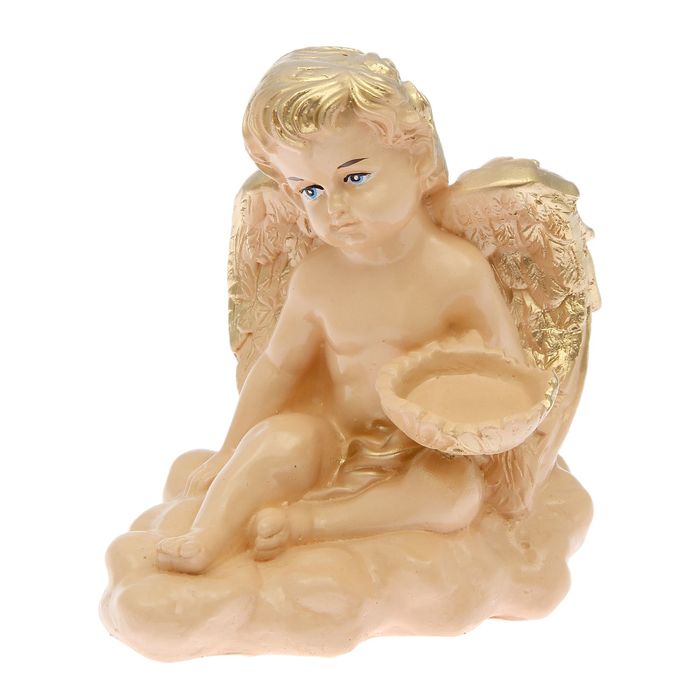 Статуэтка "Ангел сидячий" маленькая бежевый, с подсвечником