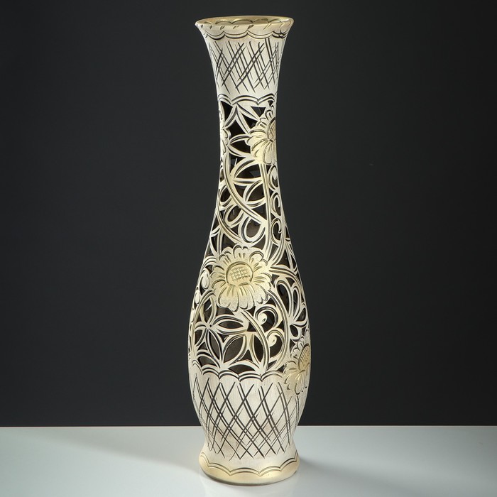 Ваза напольная "Грация" резка, декор, золото