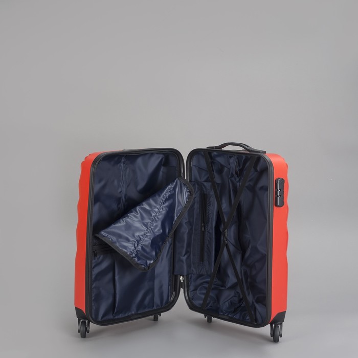 Чемодан "Разводы", малый, 20", 42 л, кодовый замок, 4 колеса, цвет красный