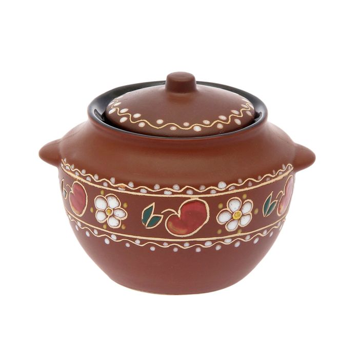 Сахарница "Вишня" коричневая, матовая глазурь, 0,5 л