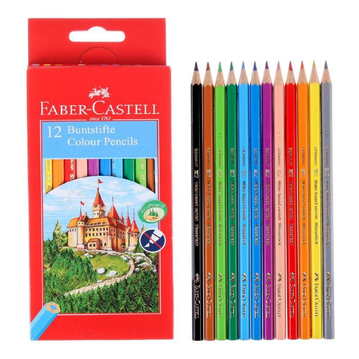Карандаши цветные 12 цветов Faber-Castell ECO "Замок" 1201 7/2.8 мм шестигранный корпус, с точилкой