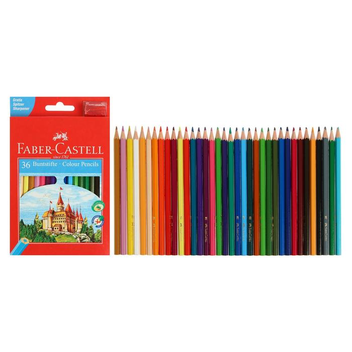 фото Карандаши 36 цветов faber-castell eco «замок» 1201 7/2.8 шестигранный корпус, с точилкой, микс