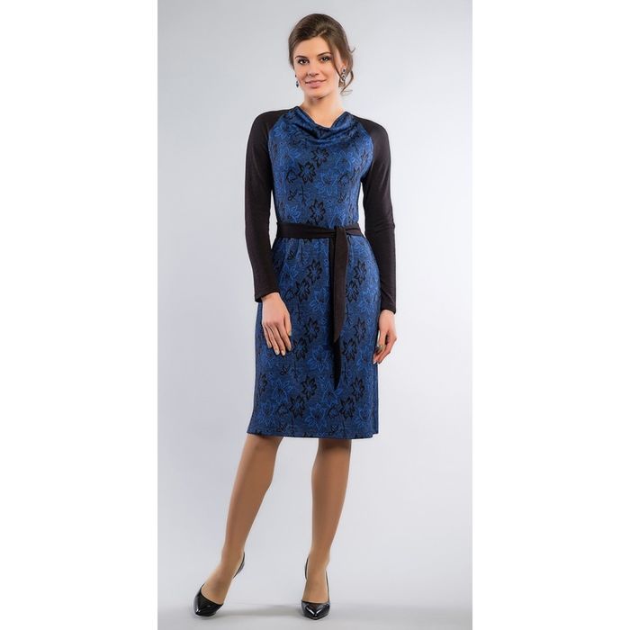 Платье женское, размер 50, цвет синий+чёрный 424-1