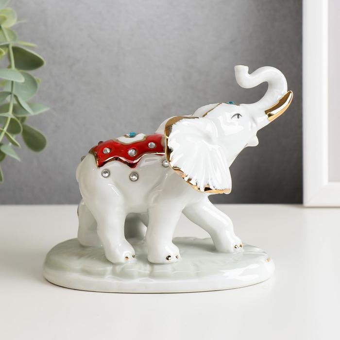 Сувенир под фарфор "Слон со слонёнком в попонах" стразы
