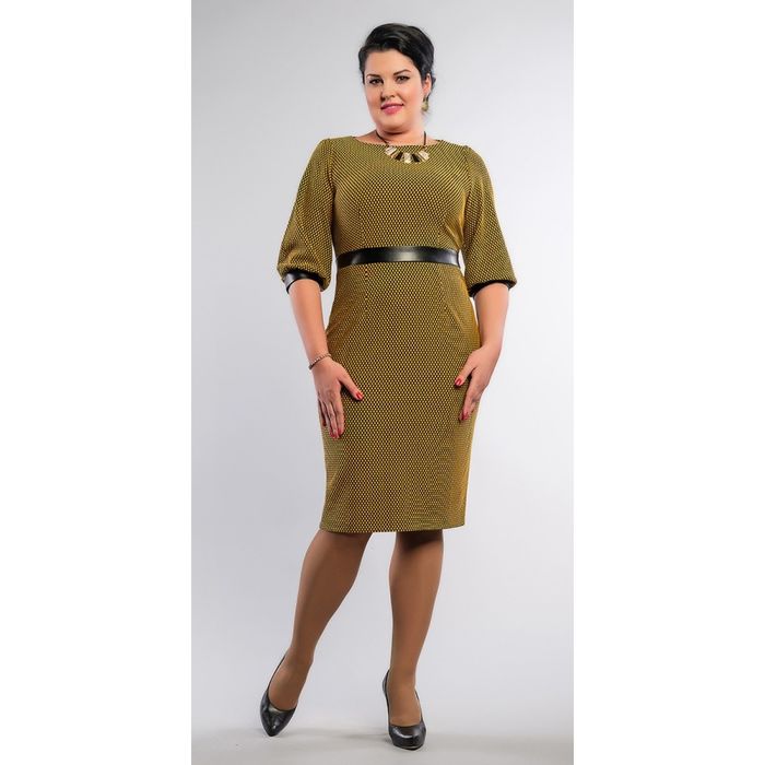 Платье женское. размер 54, цвет горчичный+чёрный 4160-1