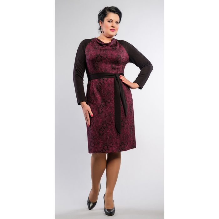 Платье женское, размер 54, цвет бордовый+чёрный 4240