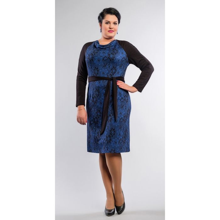 Платье женское, размер 56, цвет синий+чёрный 4240-1