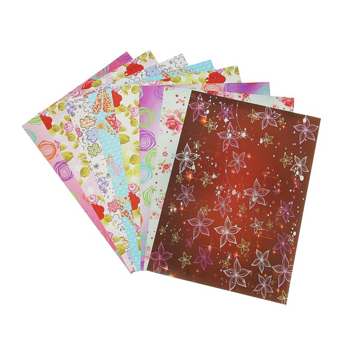 Фольга цветная декоративная А4, 8 листов, 8 цветов "Фиолетовое сердце"