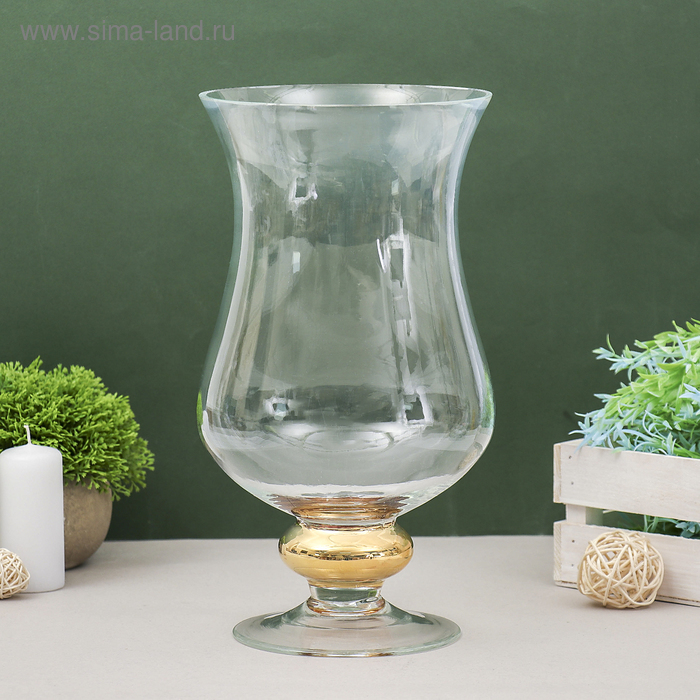 цена Ваза Кантри голд Амфора ваза средняя 31х17 см 3,8 л прозрачная