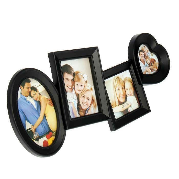 Фоторамка на 4 фото 10х15 см, 10х10 см "Геометрия" чёрная