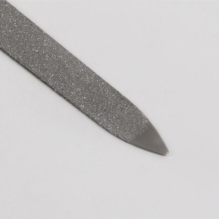 Пилка металлическая для ногтей, 17 см, в чехле, цвет серебристый/чёрный