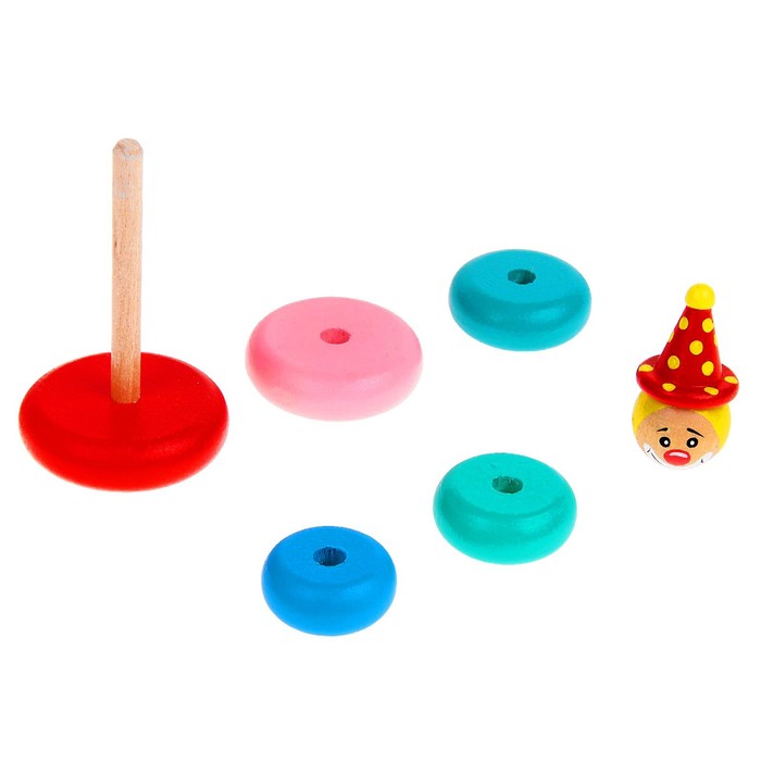 Пирамидка "Клоун", 5 колец