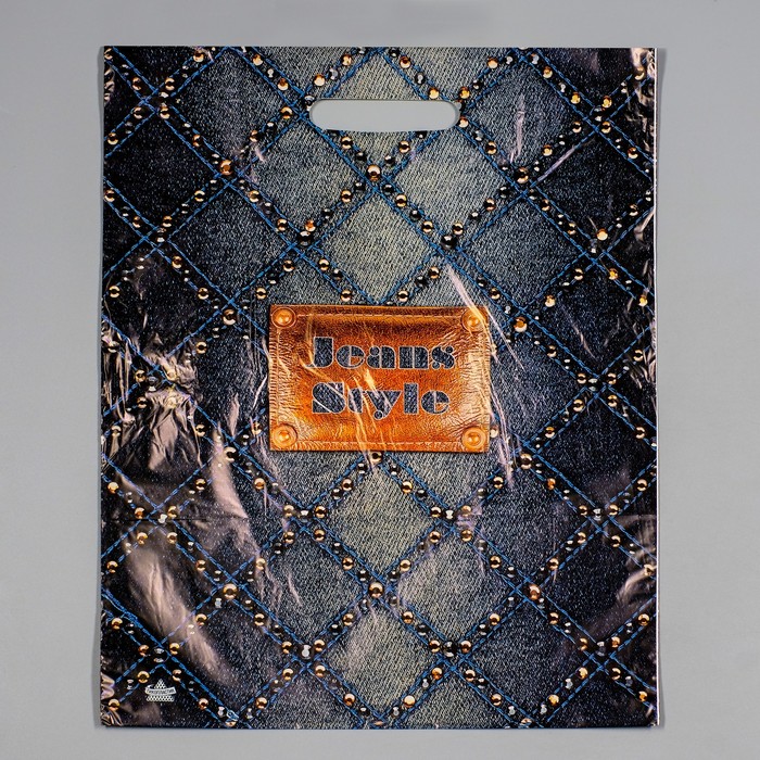 Пакет "Джинсовый бутик", полиэтиленовый с вырубной ручкой, 45х34 см, 27 мкм
