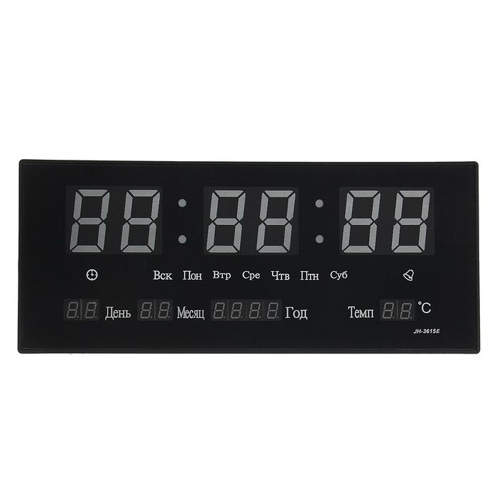 Электронные часы, t, будильник, календарь, цифры зеленые 15*36см УЦЕНКА