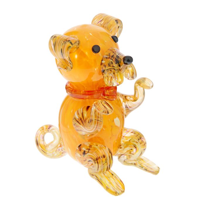 Сувенир стекло в стеклокрошку "Собака желтый" 17х17х9,5 см