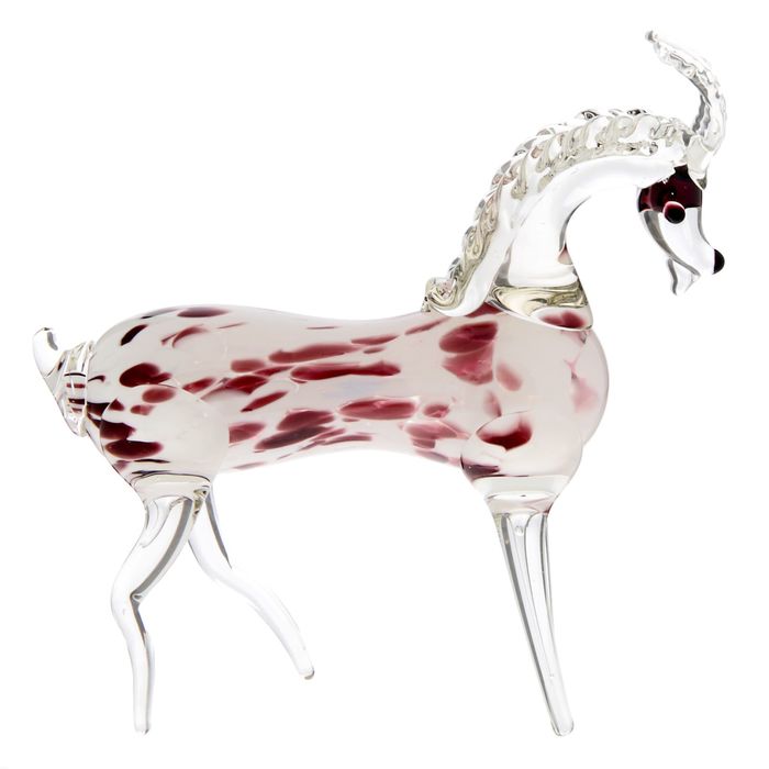 Сувенир стекло в стеклокрошку "Коза белый-марганец" 25х25х9,5 см