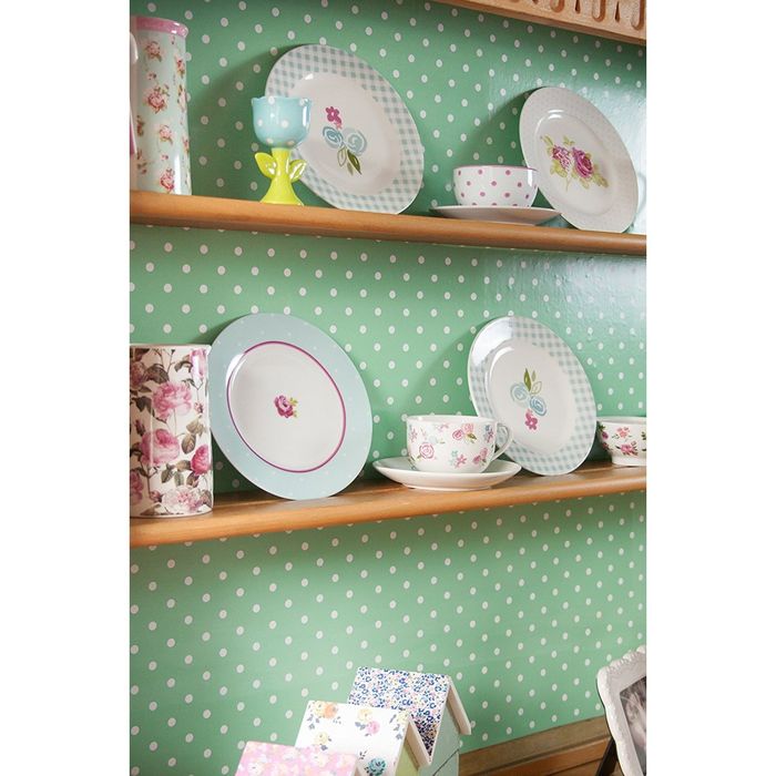 Самоклеящаяся пленка Горох на зеленом фоне 0,45x15 м