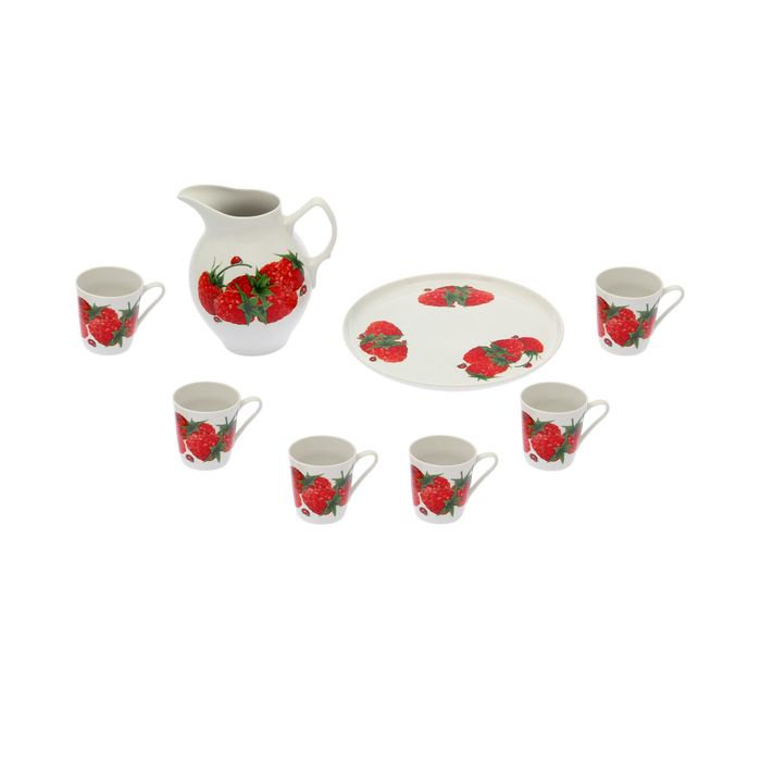 Набор для молока "Малинка", 8 предметов: кувшин 2 л, кружки 300 мл