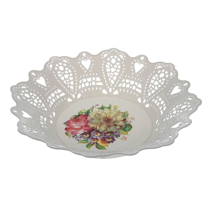 Ваза для хлеба и фруктов "Кружево" круглая 26 см, цвета МИКС