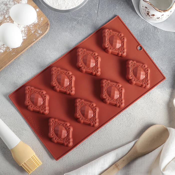 Форма для выпечки, 8 ячеек, 28,5х17х2 см "Драгоценный камень"