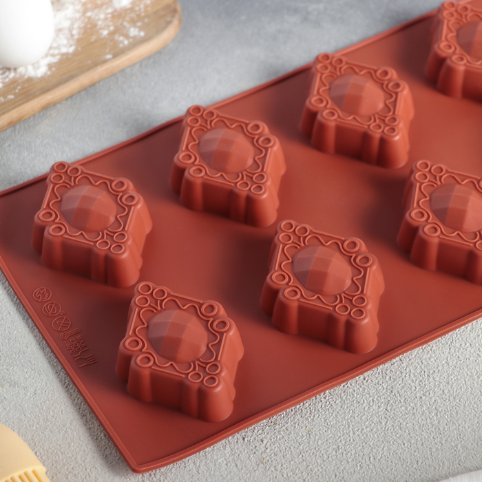 Форма для выпечки, 8 ячеек, 28,5х17х2 см "Драгоценный камень"