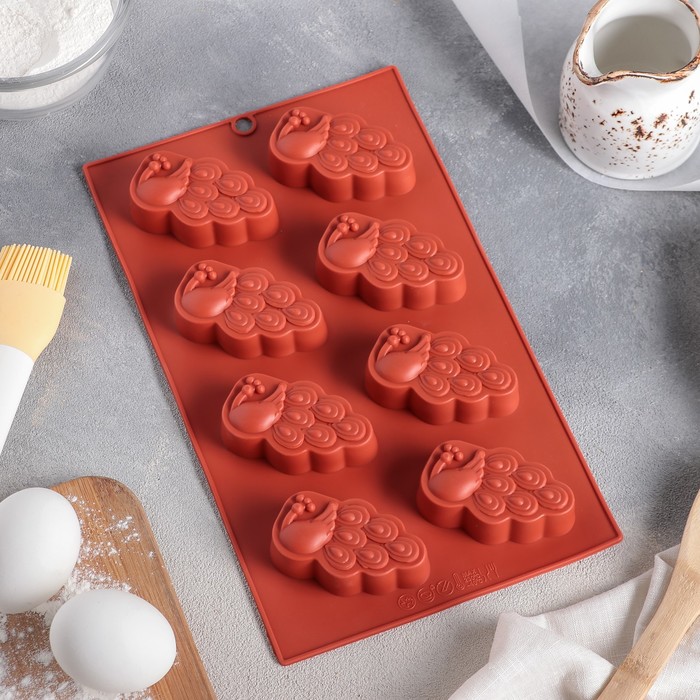 Форма для выпечки, 8 ячеек, 28,5х17х2,5 см "Павлин"