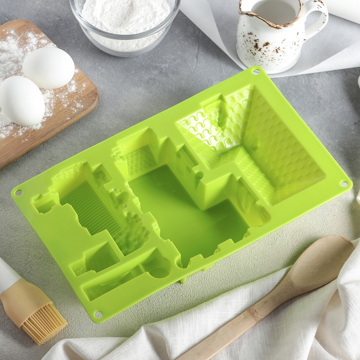 Форма для выпечки, 6 ячеек, 29,6х17,5х4,5 см "Дом", цвета МИКС