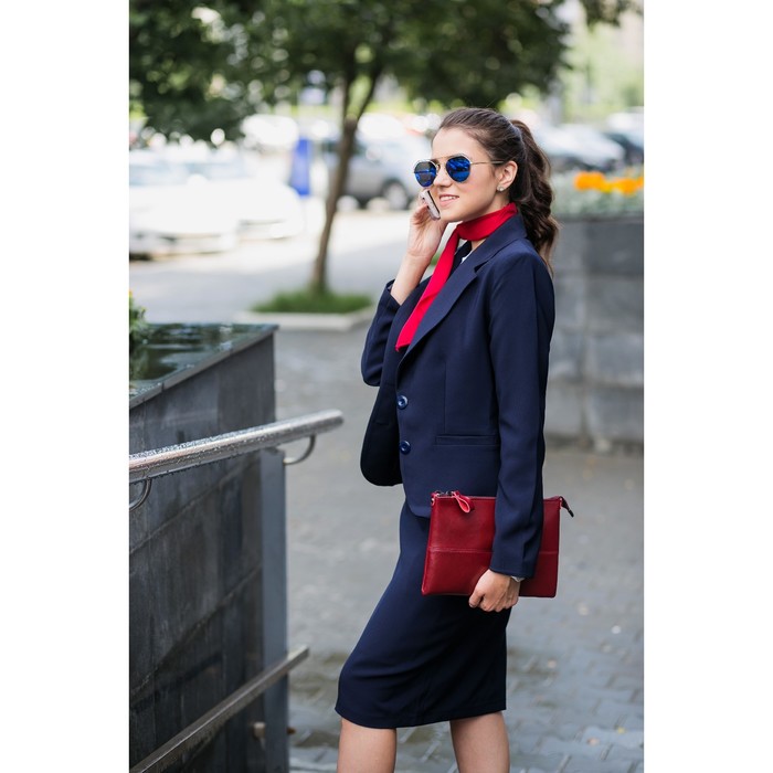 Костюм женский (пиджак, юбка) 5755, р-р 42, рост 164 см, цвет тёмно-синий
