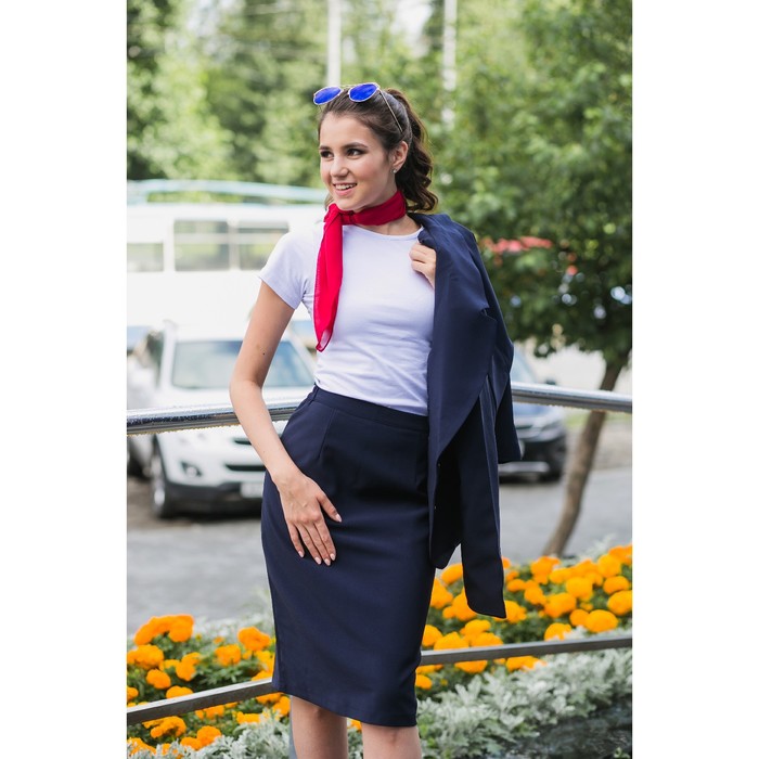 Костюм женский (пиджак, юбка) 5755, р-р 50, рост 164 см, цвет тёмно-синий