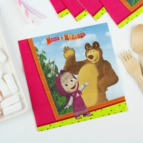 Бумажные салфетки «Маша и Медведь», 33 см, набор 12 шт.