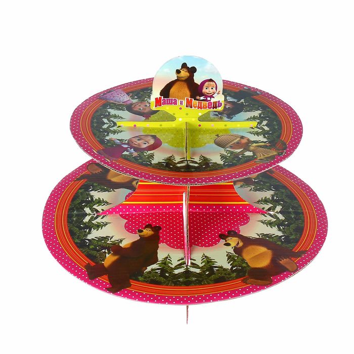 Подставка для пирожных двухъярусная "Маша и Медведь"
