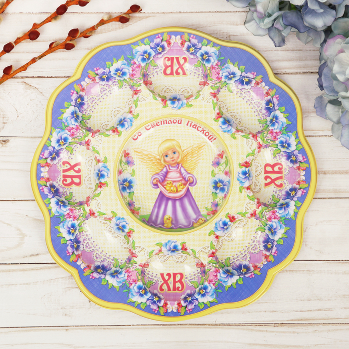 Пасхальная подставка на 8 яиц и кулич "Ангелочек"