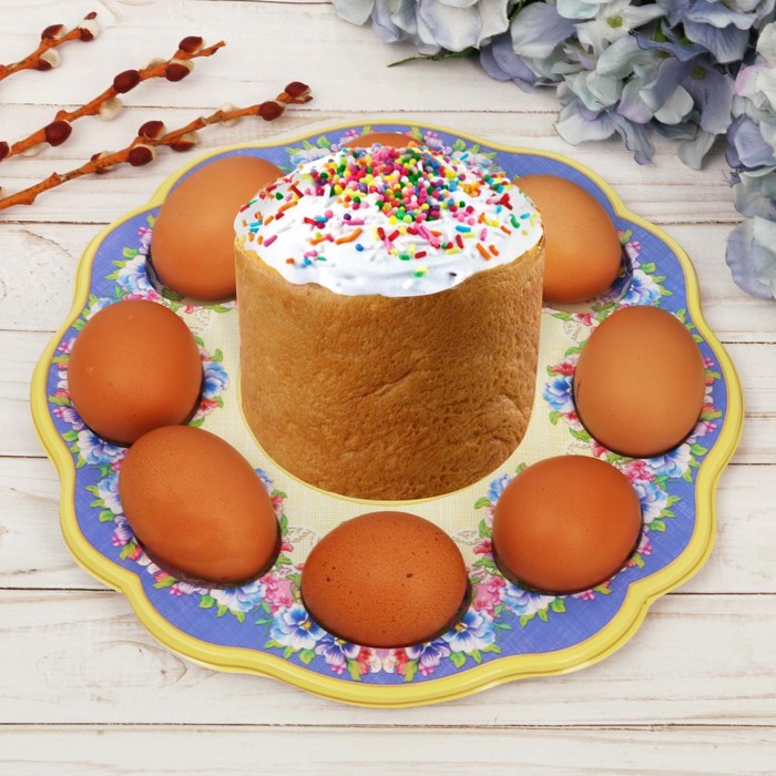 Пасхальная подставка на 8 яиц и кулич "Ангелочек"