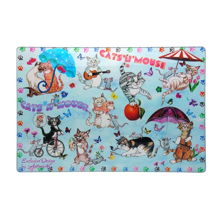 Доска стеклянная 20х30 см "Кошки-мышки"