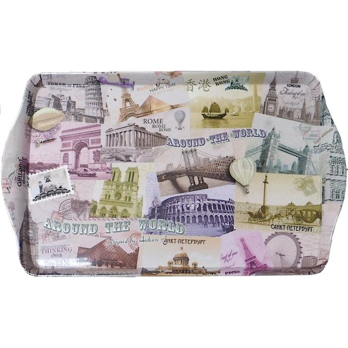 Поднос сервировочный 38,8 х 24 см "Вокруг Света"