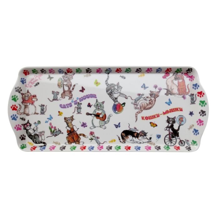 Поднос сервировочный 38,8 х 16,5 см "Веселые Кошки"