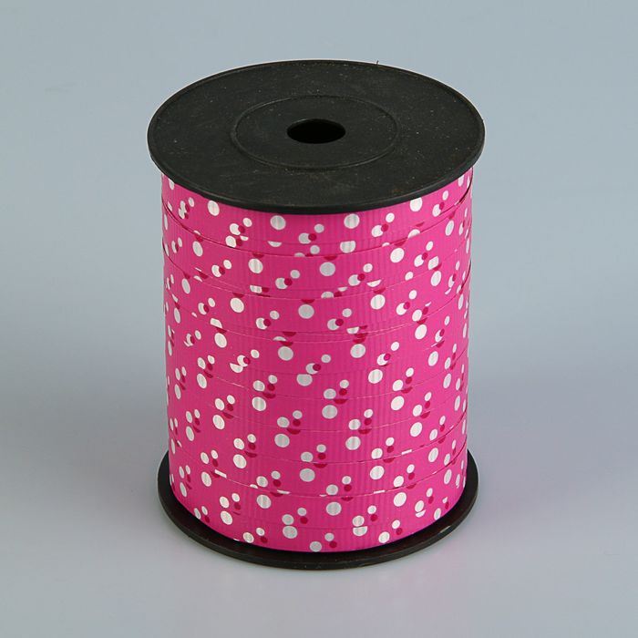 Лента для декора и подарков "Конфетти" рельефная, малиновая, 1 см х 228 м