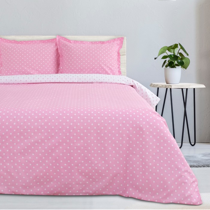 Постельное бельё "Этель" евро Розовая карамель, размер 200х217 см, 220х240 см, наволочка трансформер 70х70 (50х70 см) - 2 шт., поплин 125 г/м2